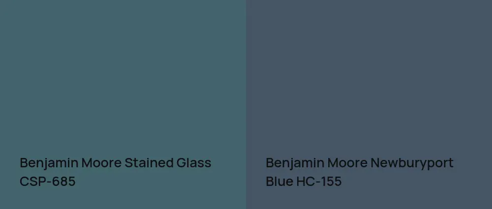 Benjamin Moore Stained Glass CSP-685 vs Benjamin Moore Newburyport Blue HC-155