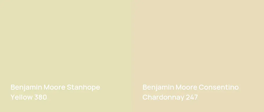 Benjamin Moore Stanhope Yellow 380 vs Benjamin Moore Consentino Chardonnay 247