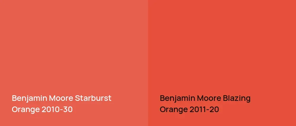 Benjamin Moore Starburst Orange 2010-30 vs Benjamin Moore Blazing Orange 2011-20