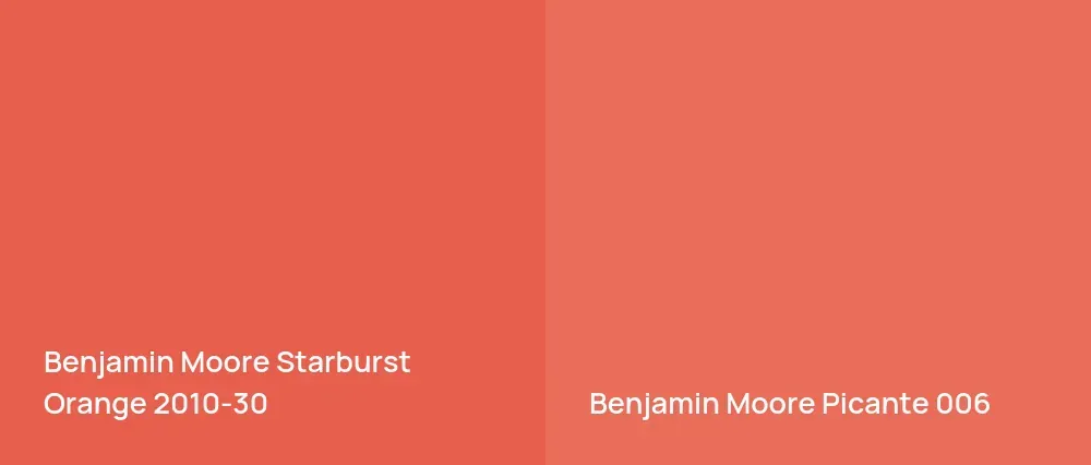 Benjamin Moore Starburst Orange 2010-30 vs Benjamin Moore Picante 006