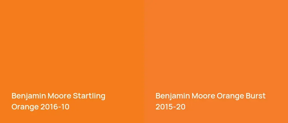 Benjamin Moore Startling Orange 2016-10 vs Benjamin Moore Orange Burst 2015-20