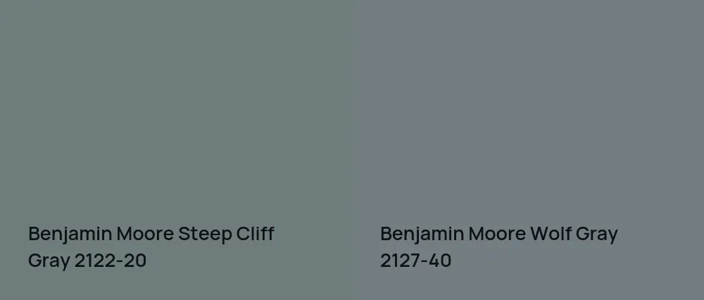 Benjamin Moore Steep Cliff Gray 2122-20 vs Benjamin Moore Wolf Gray 2127-40