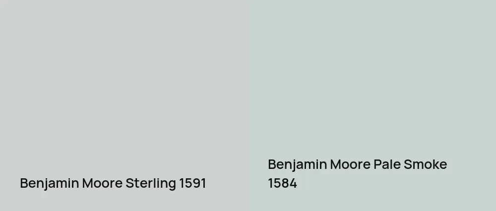 Benjamin Moore Sterling 1591 vs Benjamin Moore Pale Smoke 1584