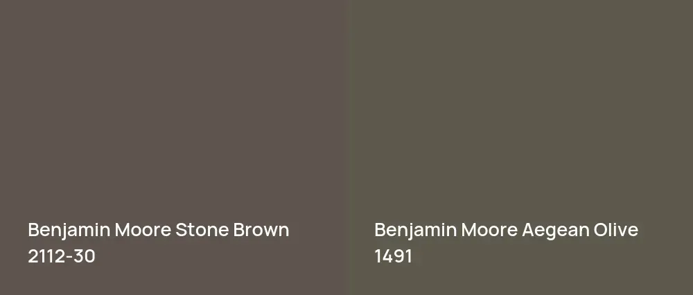 Benjamin Moore Stone Brown 2112-30 vs Benjamin Moore Aegean Olive 1491
