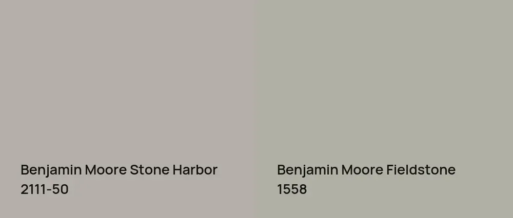 Benjamin Moore Stone Harbor 2111-50 vs Benjamin Moore Fieldstone 1558