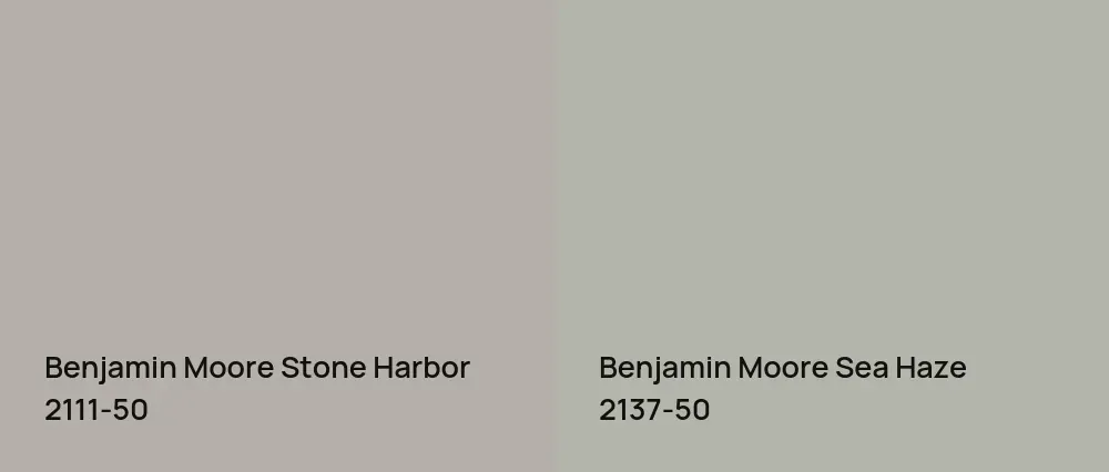 Benjamin Moore Stone Harbor 2111-50 vs Benjamin Moore Sea Haze 2137-50