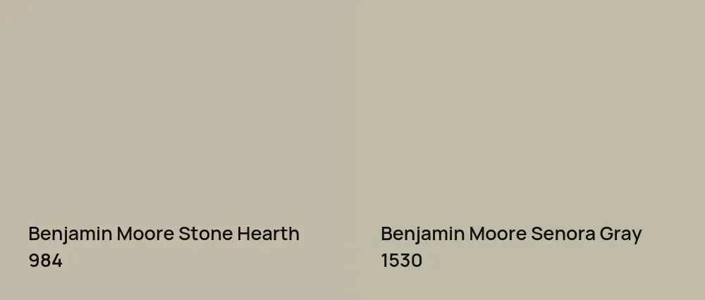 Benjamin Moore Stone Hearth 984 vs Benjamin Moore Senora Gray 1530