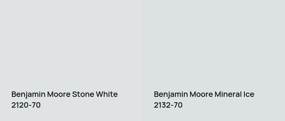 Benjamin Moore Stone White 2120-70 vs Benjamin Moore Mineral Ice 2132-70
