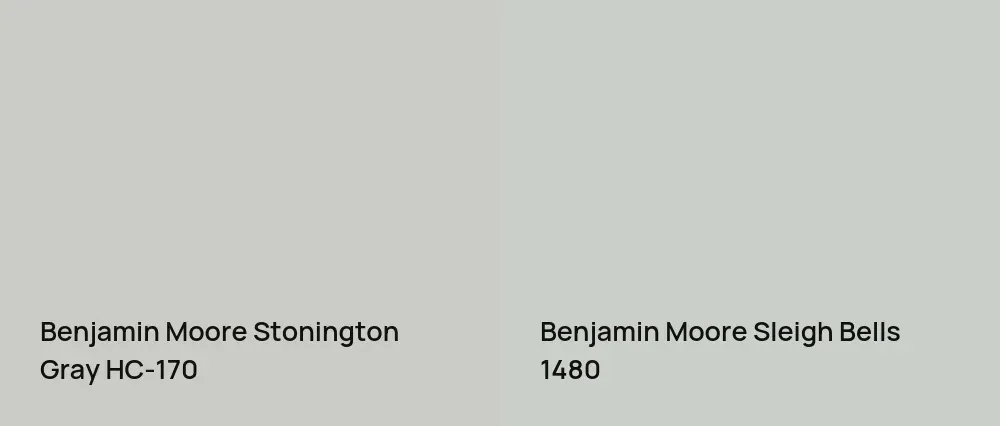 Benjamin Moore Stonington Gray HC-170 vs Benjamin Moore Sleigh Bells 1480