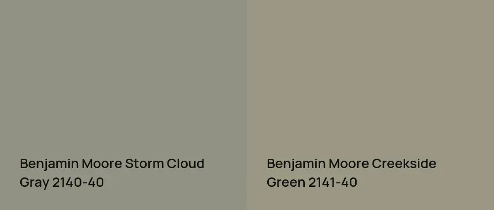 Benjamin Moore Storm Cloud Gray 2140-40 vs Benjamin Moore Creekside Green 2141-40