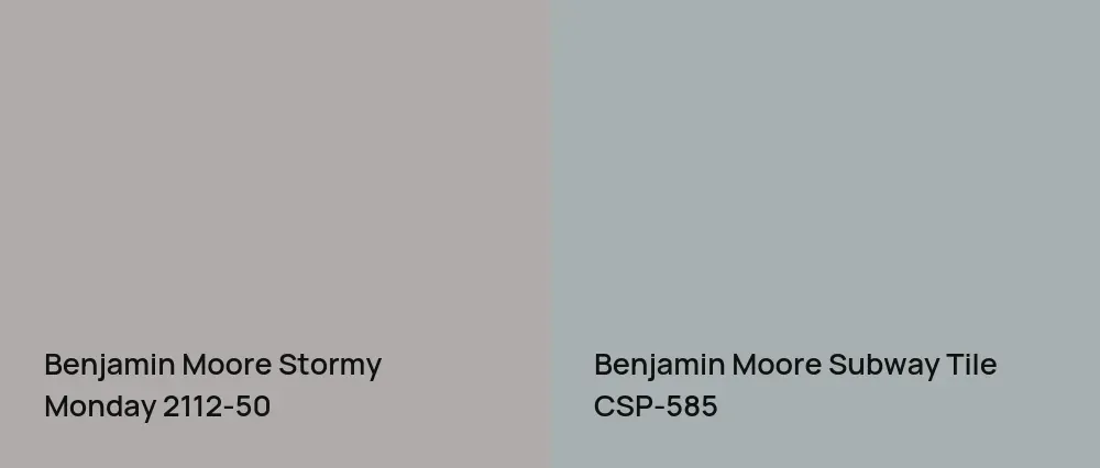 Benjamin Moore Stormy Monday 2112-50 vs Benjamin Moore Subway Tile CSP-585