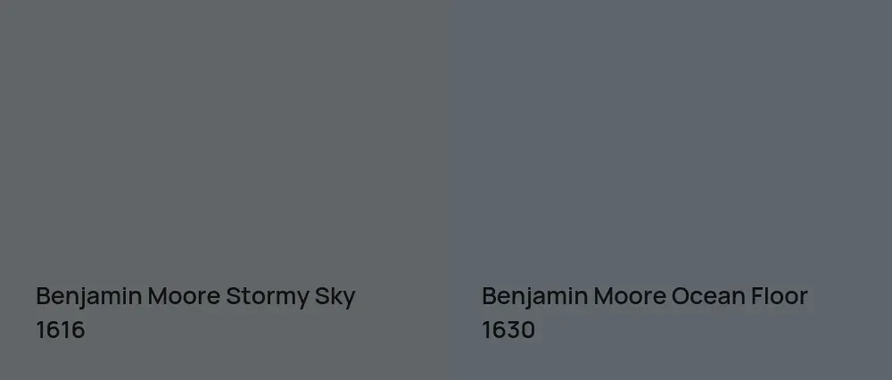 Benjamin Moore Stormy Sky 1616 vs Benjamin Moore Ocean Floor 1630