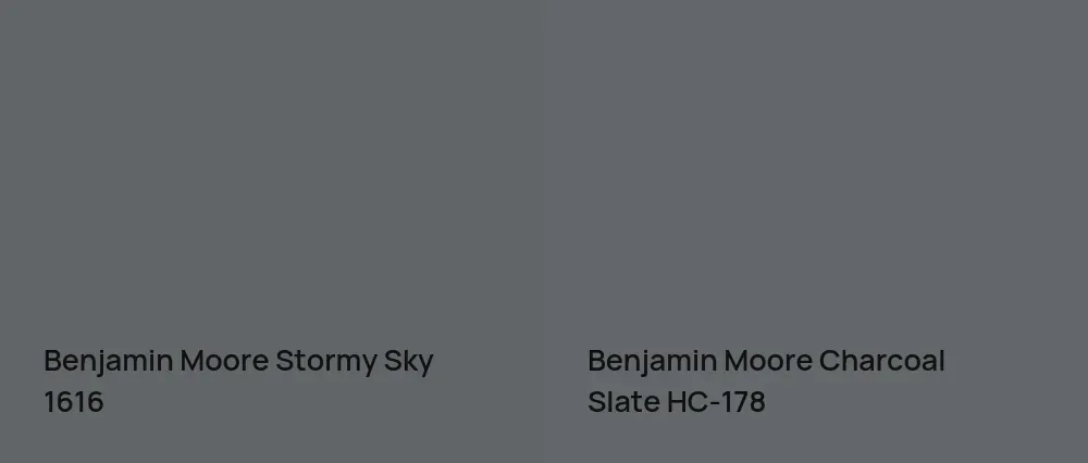 Benjamin Moore Stormy Sky 1616 vs Benjamin Moore Charcoal Slate HC-178