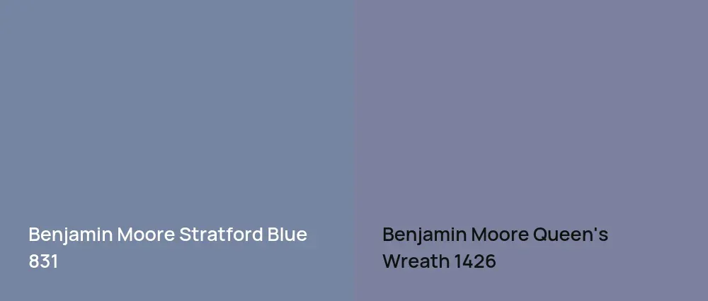 Benjamin Moore Stratford Blue 831 vs Benjamin Moore Queen's Wreath 1426