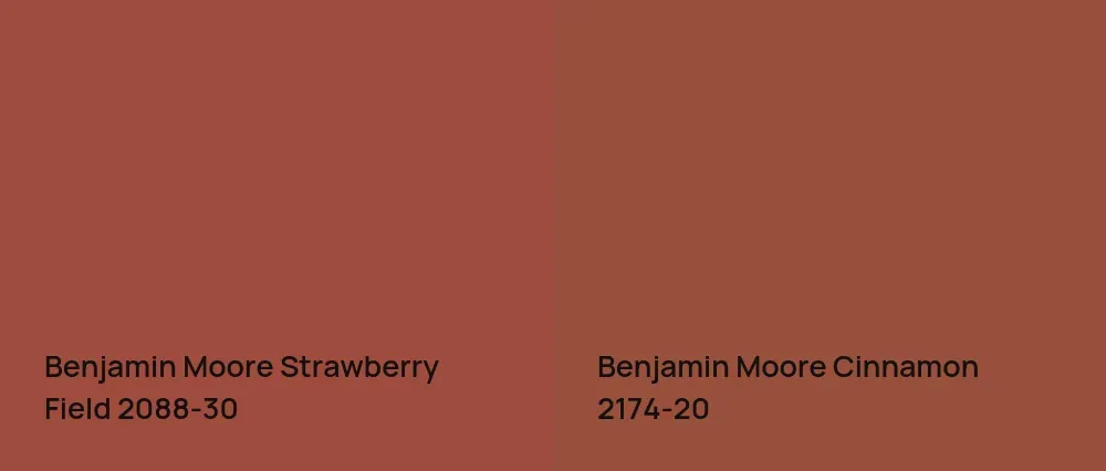Benjamin Moore Strawberry Field 2088-30 vs Benjamin Moore Cinnamon 2174-20