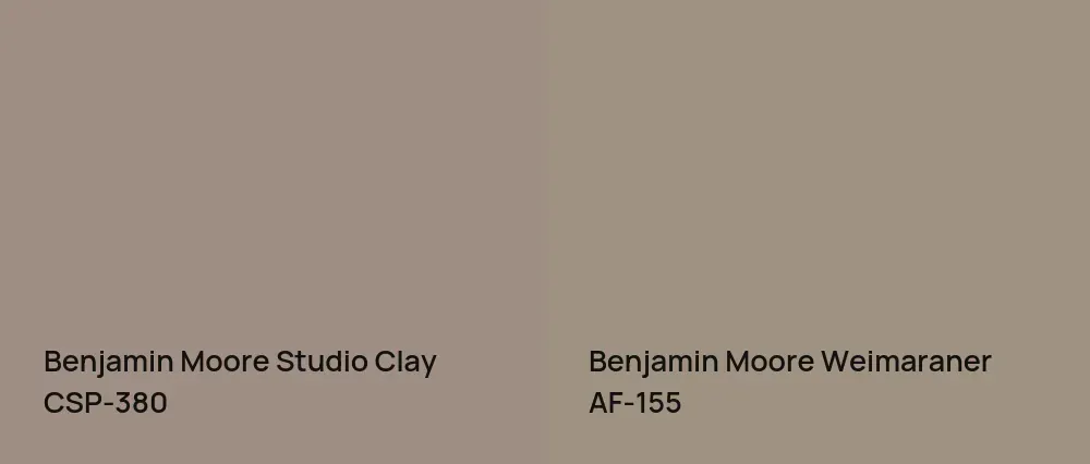 Benjamin Moore Studio Clay CSP-380 vs Benjamin Moore Weimaraner AF-155