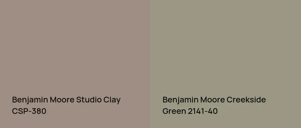 Benjamin Moore Studio Clay CSP-380 vs Benjamin Moore Creekside Green 2141-40