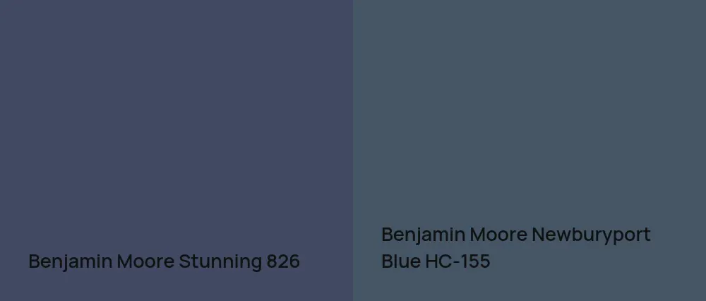 Benjamin Moore Stunning 826 vs Benjamin Moore Newburyport Blue HC-155