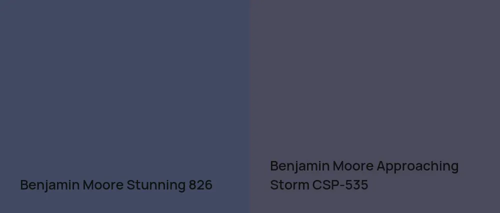 Benjamin Moore Stunning 826 vs Benjamin Moore Approaching Storm CSP-535