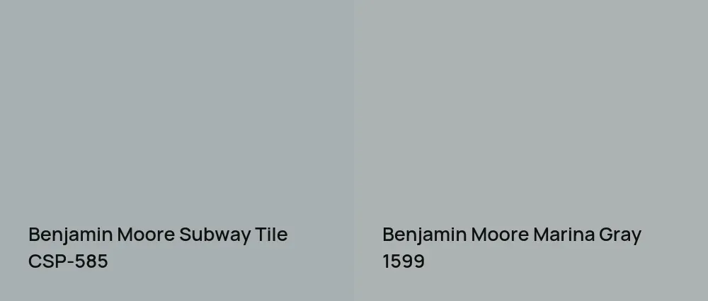 Benjamin Moore Subway Tile CSP-585 vs Benjamin Moore Marina Gray 1599