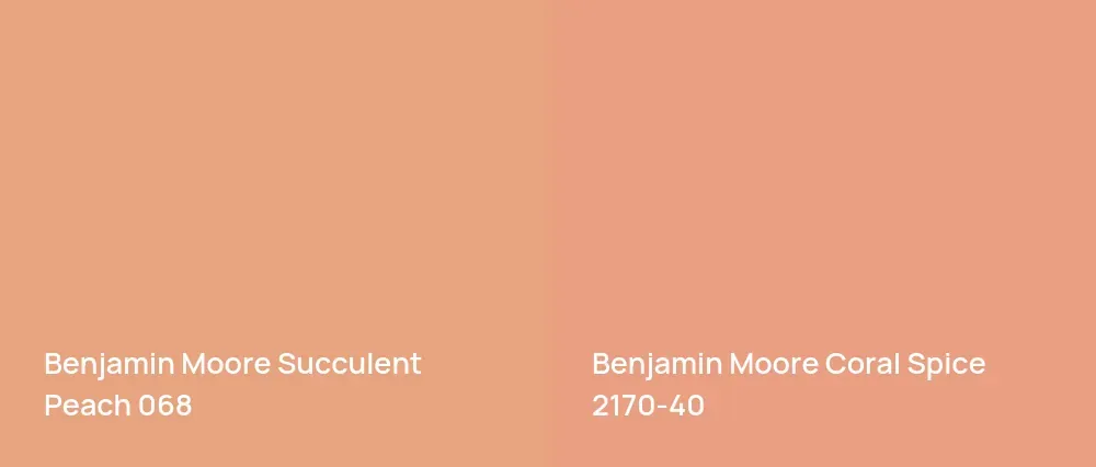 Benjamin Moore Succulent Peach 068 vs Benjamin Moore Coral Spice 2170-40