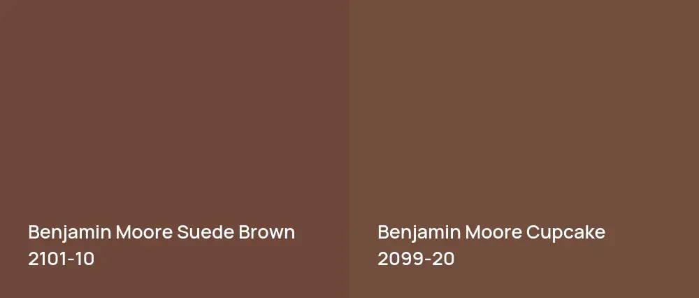 Benjamin Moore Suede Brown 2101-10 vs Benjamin Moore Cupcake 2099-20