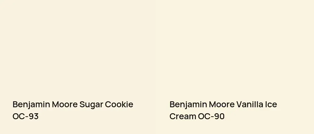 Benjamin Moore Sugar Cookie OC-93 vs Benjamin Moore Vanilla Ice Cream OC-90