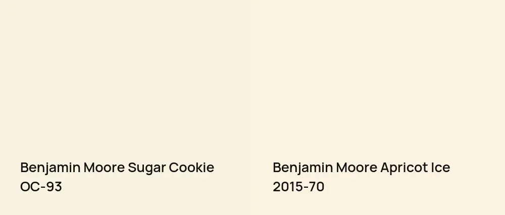 Benjamin Moore Sugar Cookie OC-93 vs Benjamin Moore Apricot Ice 2015-70