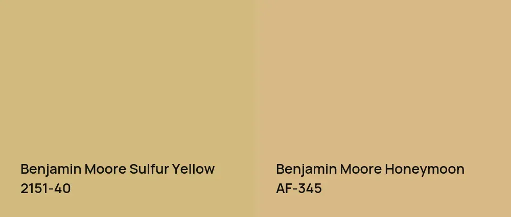Benjamin Moore Sulfur Yellow 2151-40 vs Benjamin Moore Honeymoon AF-345