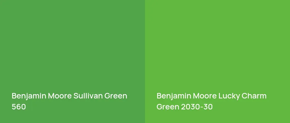 Benjamin Moore Sullivan Green 560 vs Benjamin Moore Lucky Charm Green 2030-30