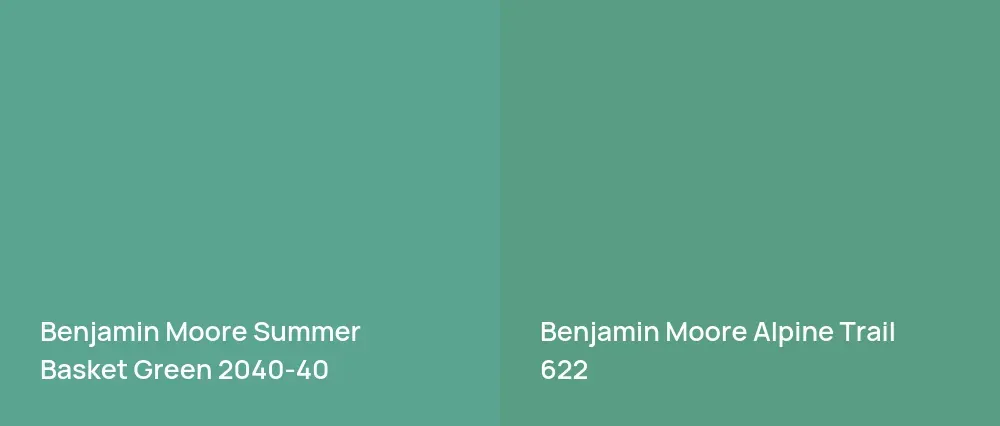 Benjamin Moore Summer Basket Green 2040-40 vs Benjamin Moore Alpine Trail 622