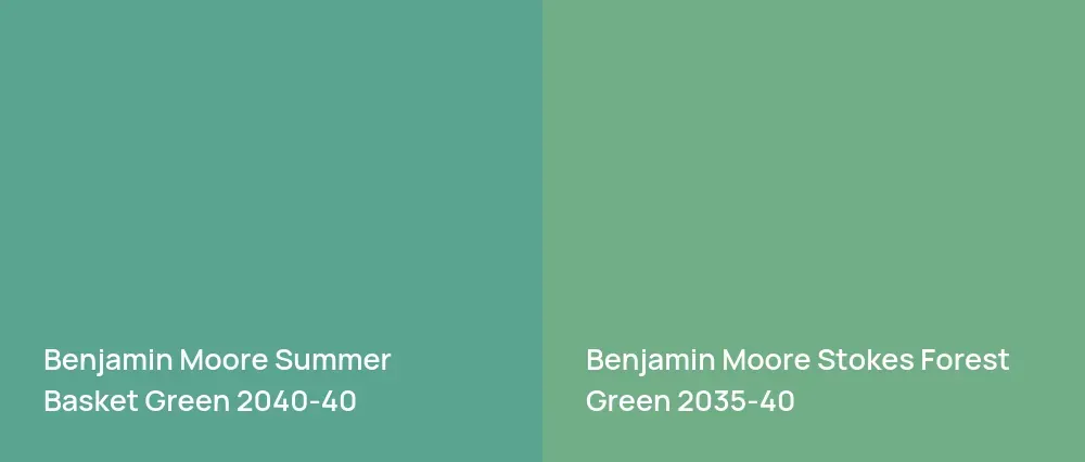 Benjamin Moore Summer Basket Green 2040-40 vs Benjamin Moore Stokes Forest Green 2035-40