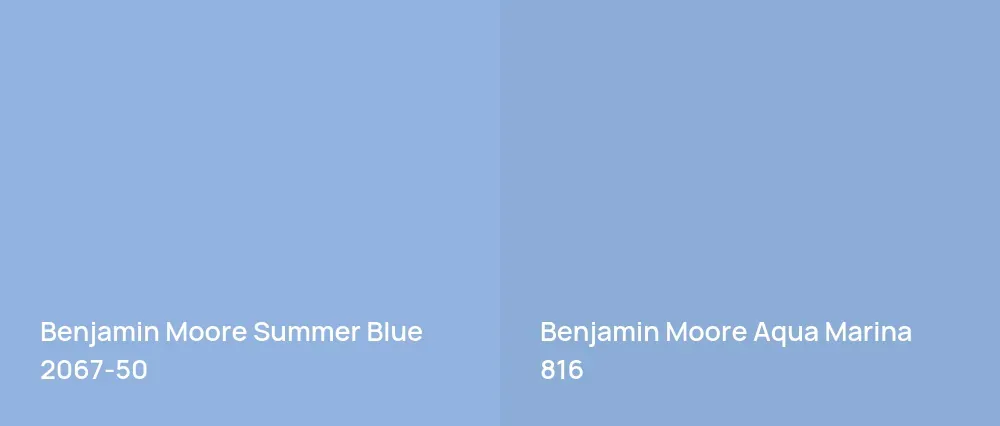 Benjamin Moore Summer Blue 2067-50 vs Benjamin Moore Aqua Marina 816