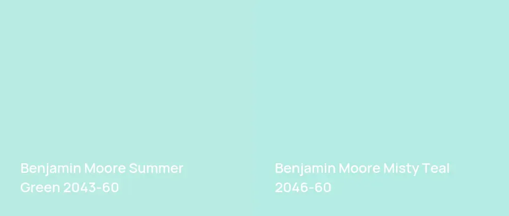 Benjamin Moore Summer Green 2043-60 vs Benjamin Moore Misty Teal 2046-60