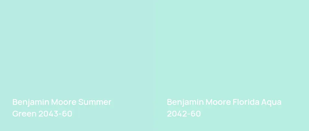 Benjamin Moore Summer Green 2043-60 vs Benjamin Moore Florida Aqua 2042-60