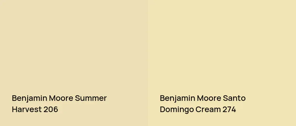 Benjamin Moore Summer Harvest 206 vs Benjamin Moore Santo Domingo Cream 274