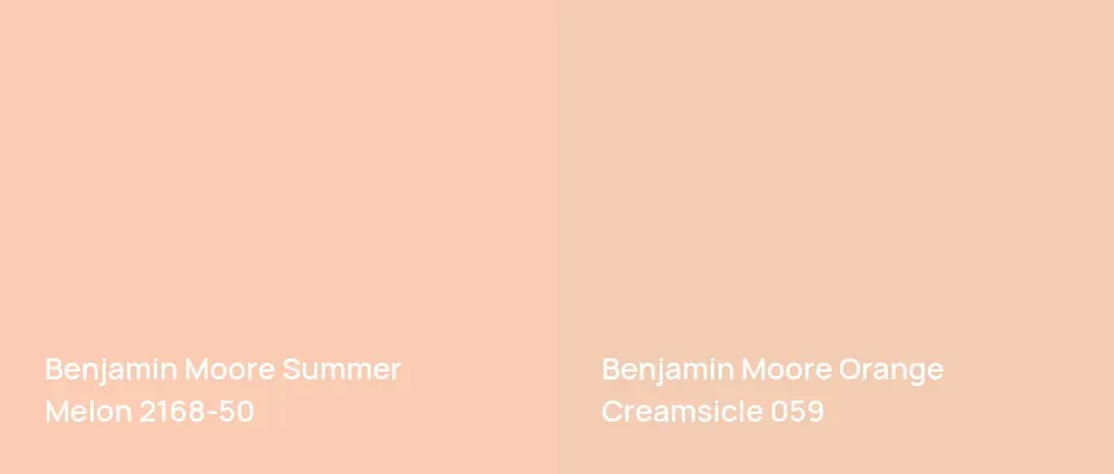 Benjamin Moore Summer Melon 2168-50 vs Benjamin Moore Orange Creamsicle 059