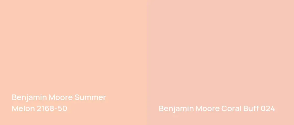 Benjamin Moore Summer Melon 2168-50 vs Benjamin Moore Coral Buff 024