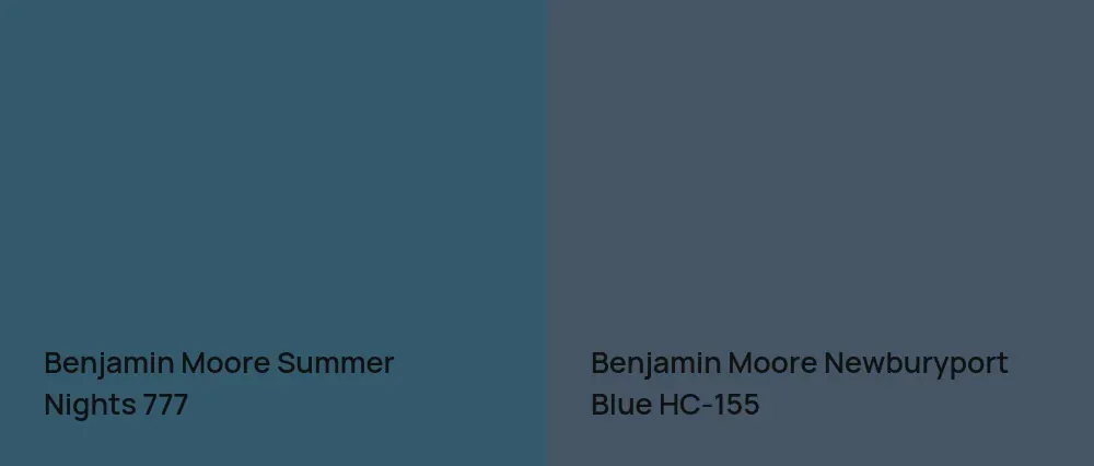 Benjamin Moore Summer Nights 777 vs Benjamin Moore Newburyport Blue HC-155