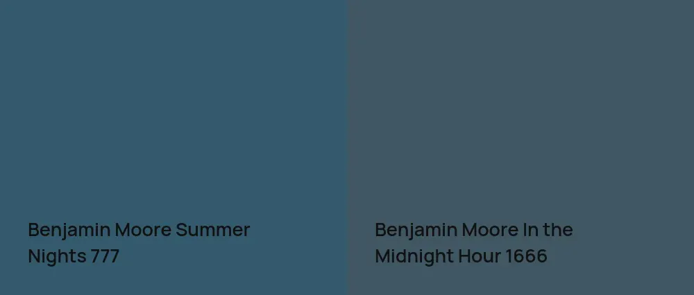 Benjamin Moore Summer Nights 777 vs Benjamin Moore In the Midnight Hour 1666