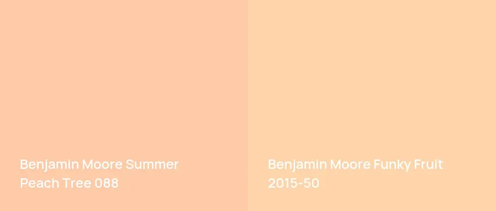 Benjamin Moore Summer Peach Tree 088 vs Benjamin Moore Funky Fruit 2015-50