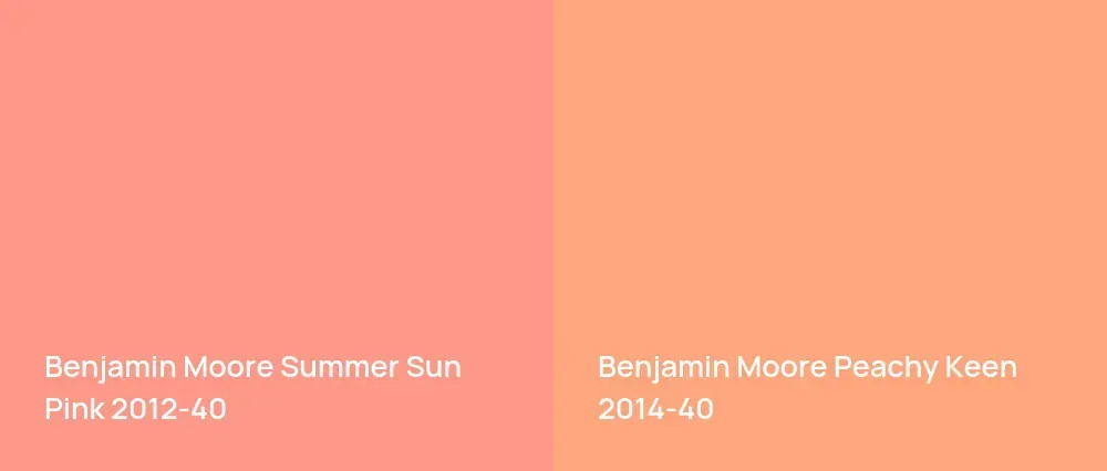 Benjamin Moore Summer Sun Pink 2012-40 vs Benjamin Moore Peachy Keen 2014-40