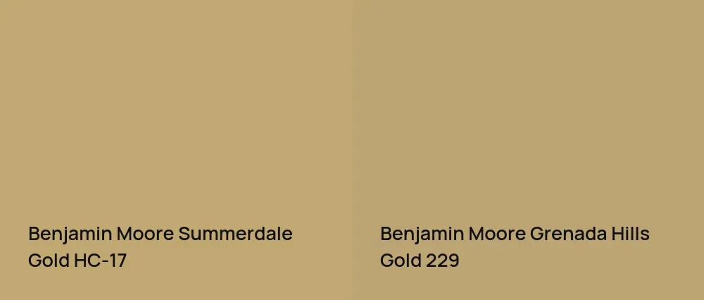 Benjamin Moore Summerdale Gold HC-17 vs Benjamin Moore Grenada Hills Gold 229