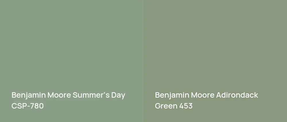 Benjamin Moore Summer's Day CSP-780 vs Benjamin Moore Adirondack Green 453