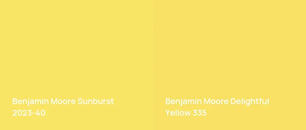 Benjamin Moore Sunburst 2023-40 vs Benjamin Moore Delightful Yellow 335