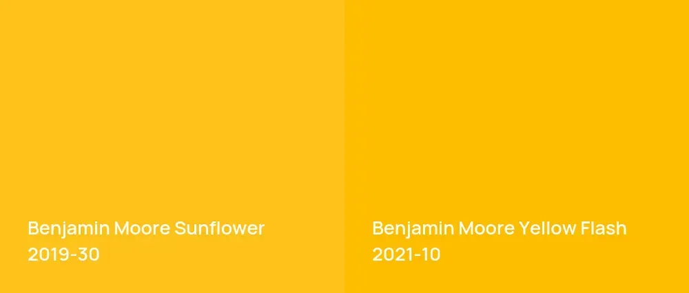 Benjamin Moore Sunflower 2019-30 vs Benjamin Moore Yellow Flash 2021-10