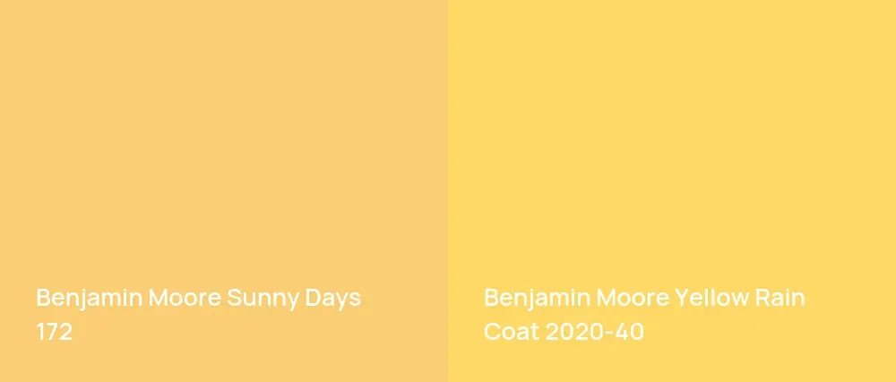 Benjamin Moore Sunny Days 172 vs Benjamin Moore Yellow Rain Coat 2020-40