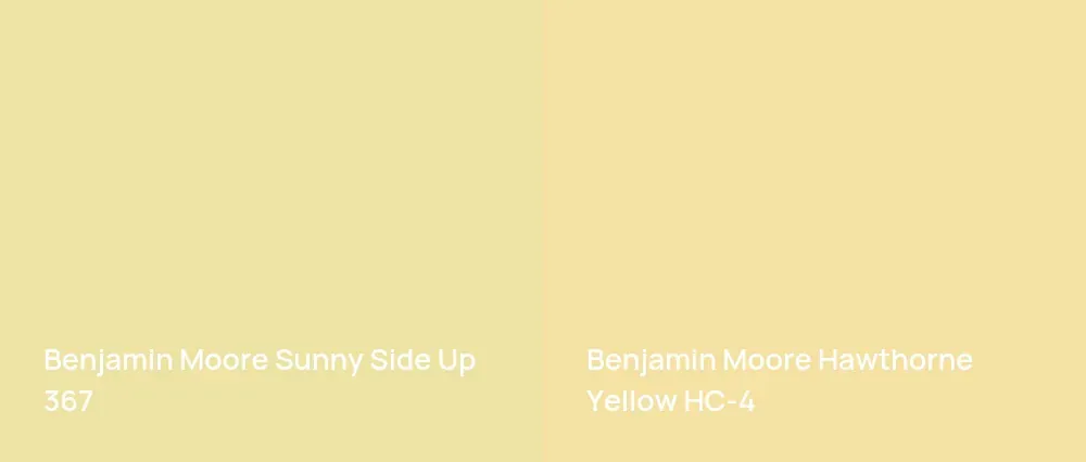 Benjamin Moore Sunny Side Up 367 vs Benjamin Moore Hawthorne Yellow HC-4