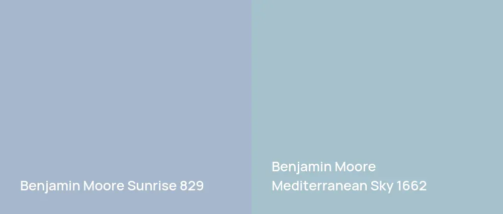 Benjamin Moore Sunrise 829 vs Benjamin Moore Mediterranean Sky 1662