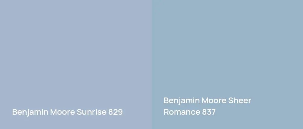 Benjamin Moore Sunrise 829 vs Benjamin Moore Sheer Romance 837